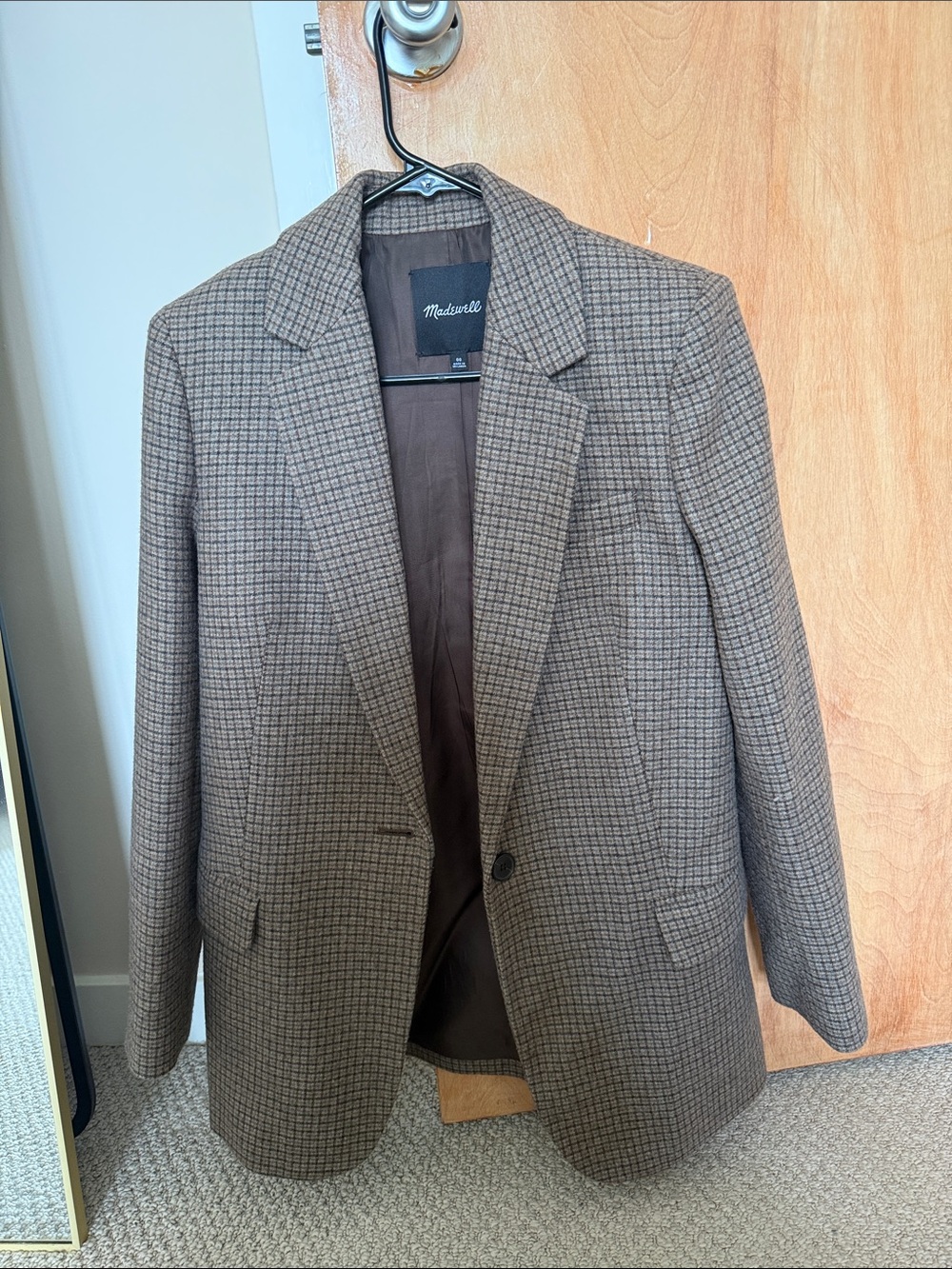 Madewell Brown Glen Plaid Single-Button Blazer